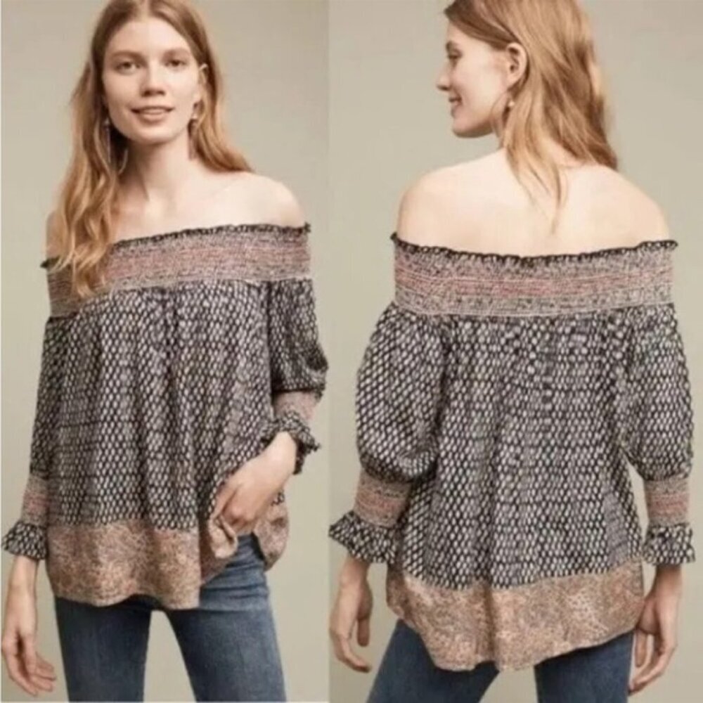 Vanessa Virginia Anthropologie Off-Shoulder Boho Blouse | Small